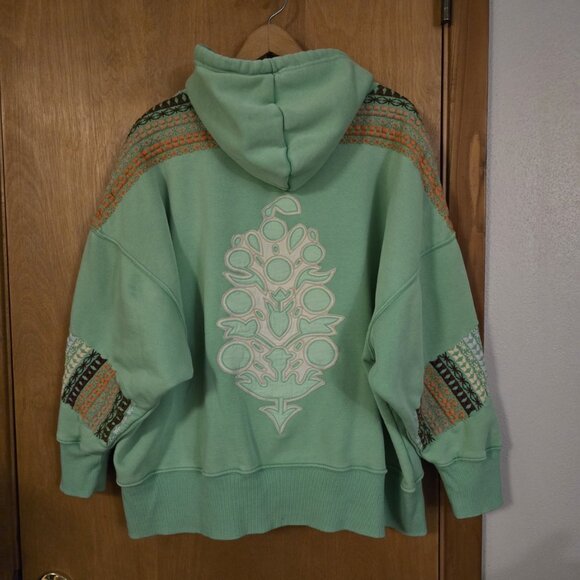 Free People Sprint To The Finish Geo Logo Hoodie Womens S Sour Apple Combo Green - Picture 4 of 7